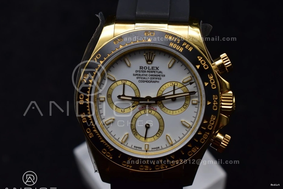 QF SH4131 White Daytona 1:1 (Weighted) Best on Edition Oysterflex 126518 V6 Dial Strap 0313